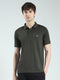 Rock.it Men Olive Solid Collar Half Sleeve T-Shirt
