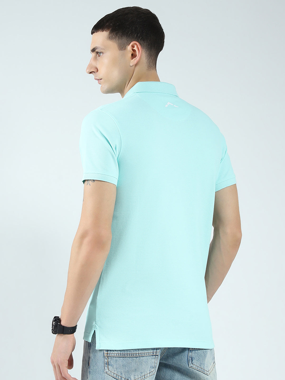 Rock.it Men Blue Solid Collar Half Sleeve T-Shirt