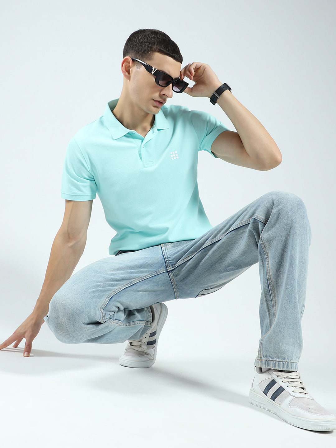 Rock.it Men Blue Solid Collar Half Sleeve T-Shirt