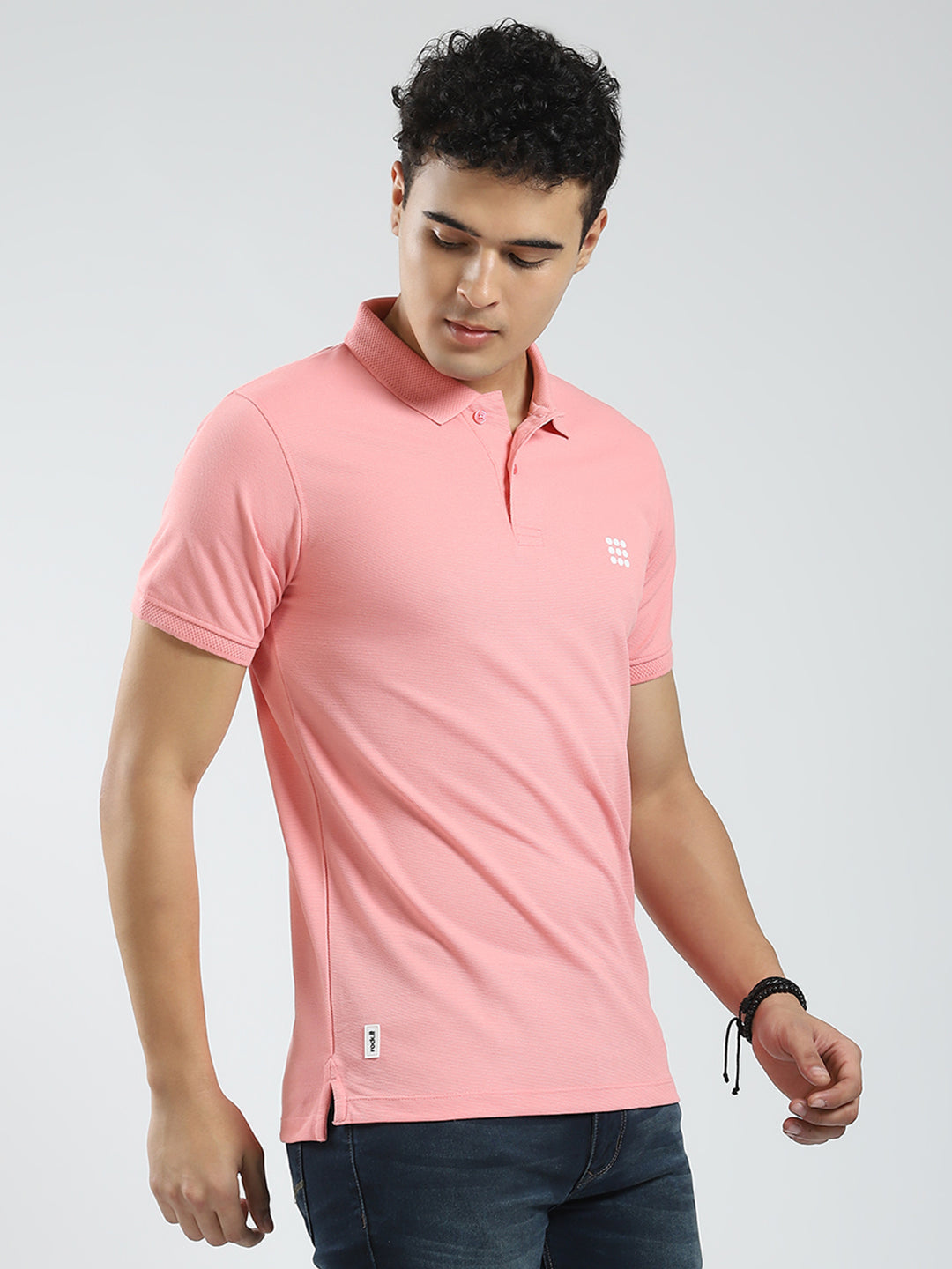 Rock.it Men Pink Solid Collar Half Sleeve T-Shirt