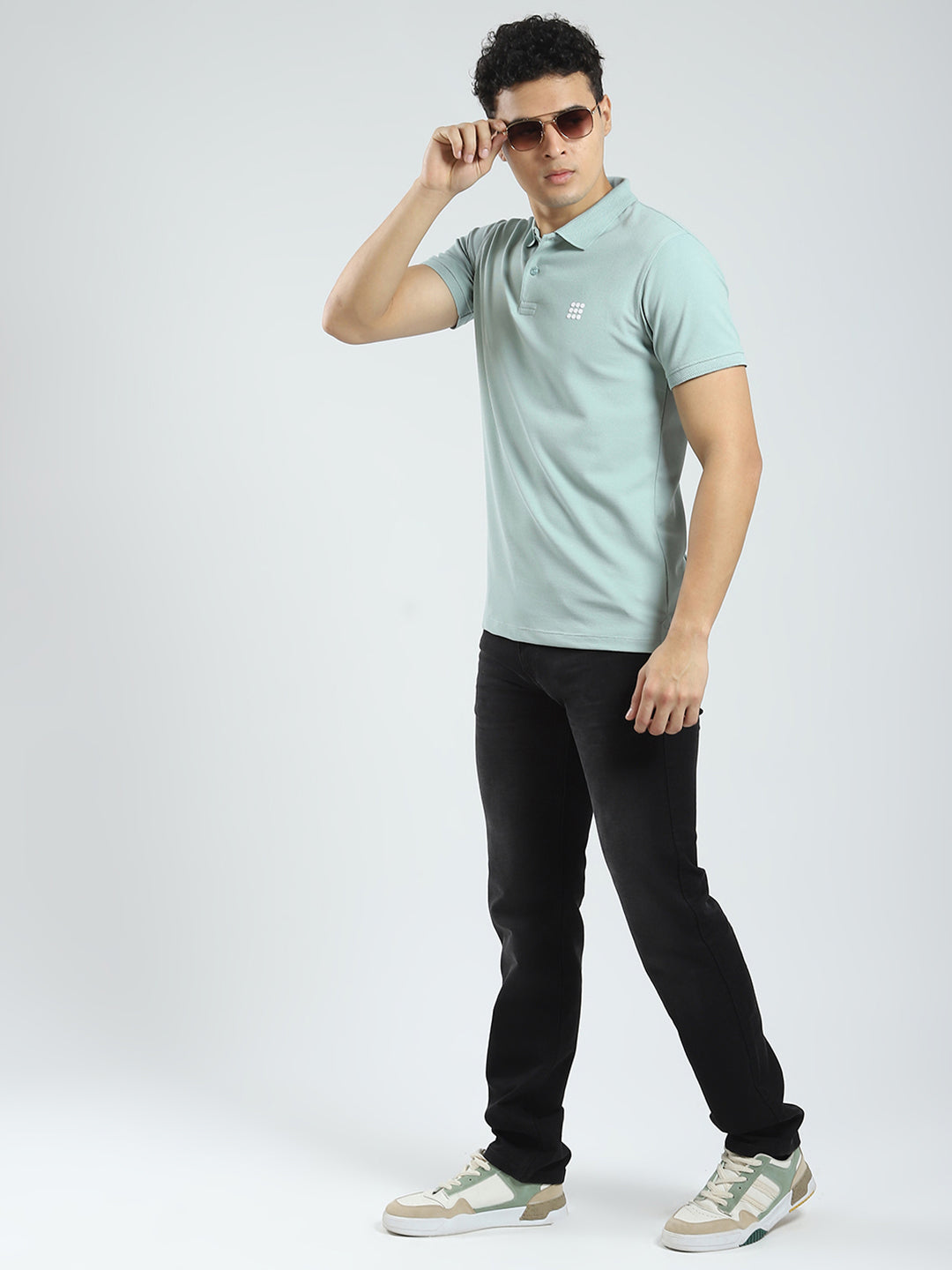 Rock.it Men Green Solid Collar Half Sleeve T-Shirt