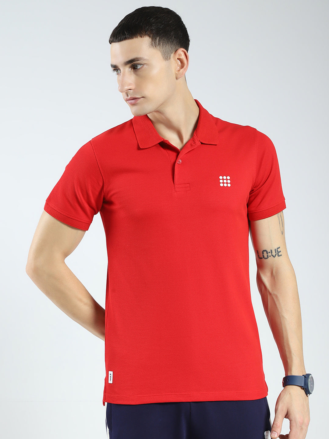 Rock.it Men Red Solid Collar Half Sleeve T-Shirt