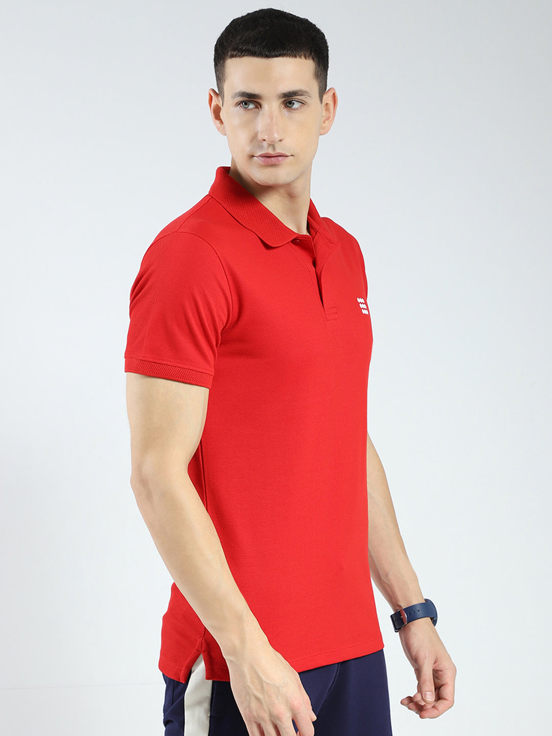 Rock.it Men Red Solid Collar Half Sleeve T-Shirt