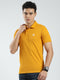 Rock.it Men Mustard Solid Collar Half Sleeve T-Shirt