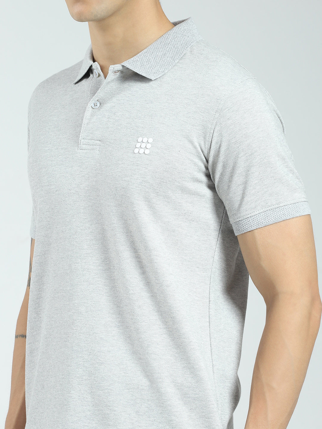 Rock.it Men Grey Solid Collar Half Sleeve T-Shirt