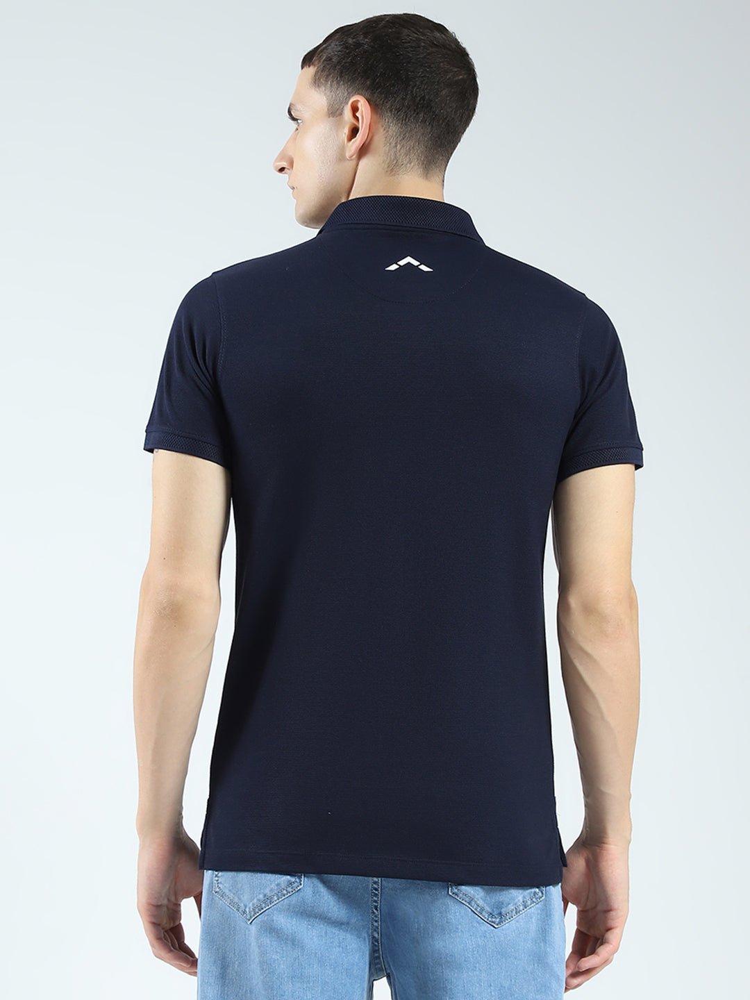 Rock.it Men Navy Blue Solid Collar Half Sleeve T-Shirt