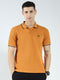 Rock.it Men Mustard Self Design Collar Half Sleeve T-Shirt