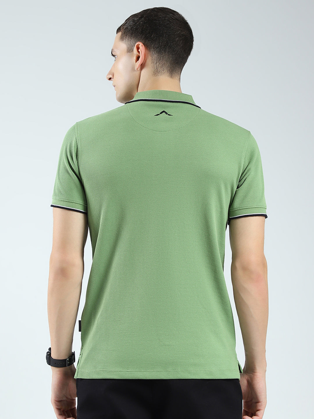 Rock.it Men Green Self Design Collar Half Sleeve T-Shirt