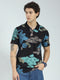 Rock.it Men Black Printed Collar Half Sleeve T-Shirt