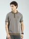 Rock.it Men Green Self Design Collar Half Sleeve T-Shirt
