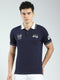 Rock.it Men Navy Blue Printed Collar Half Sleeve T-Shirt