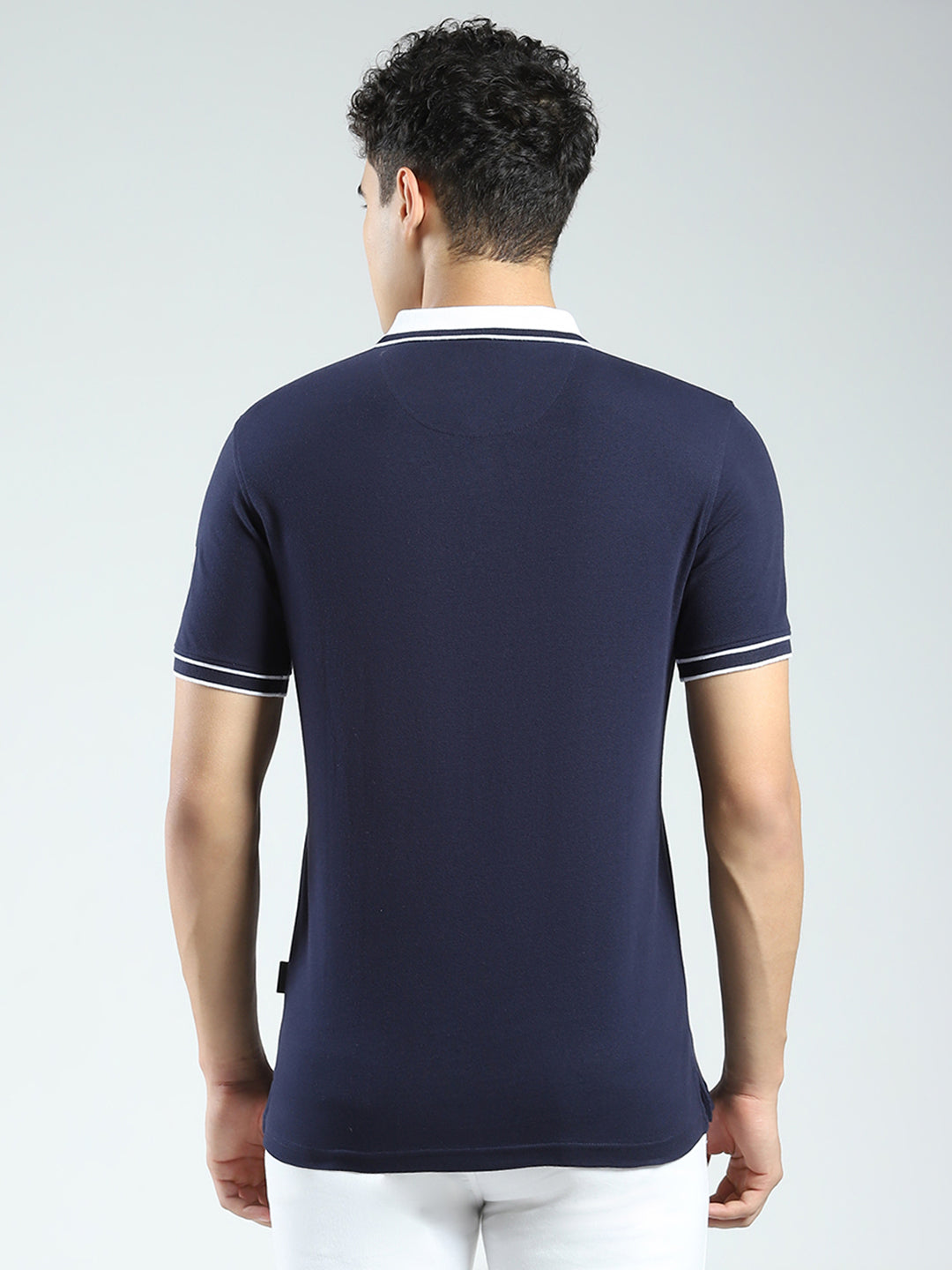 Rock.it Men Navy Blue Printed Collar Half Sleeve T-Shirt