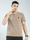 Rock.it Men Beige Solid Round Neck Half Sleeve T-Shirt