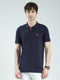 Rock.it Men Navy Blue Solid Collar Half Sleeve T-Shirt