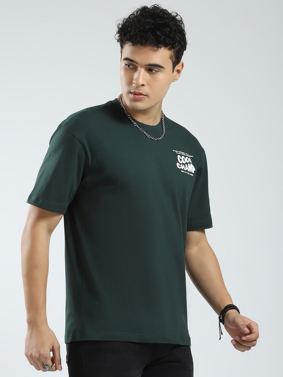 Rock.it Men Green Printed Round Neck Half Sleeve T-Shirt