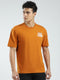 Rock.it Men Mustard Printed Round Neck Half Sleeve T-Shirt