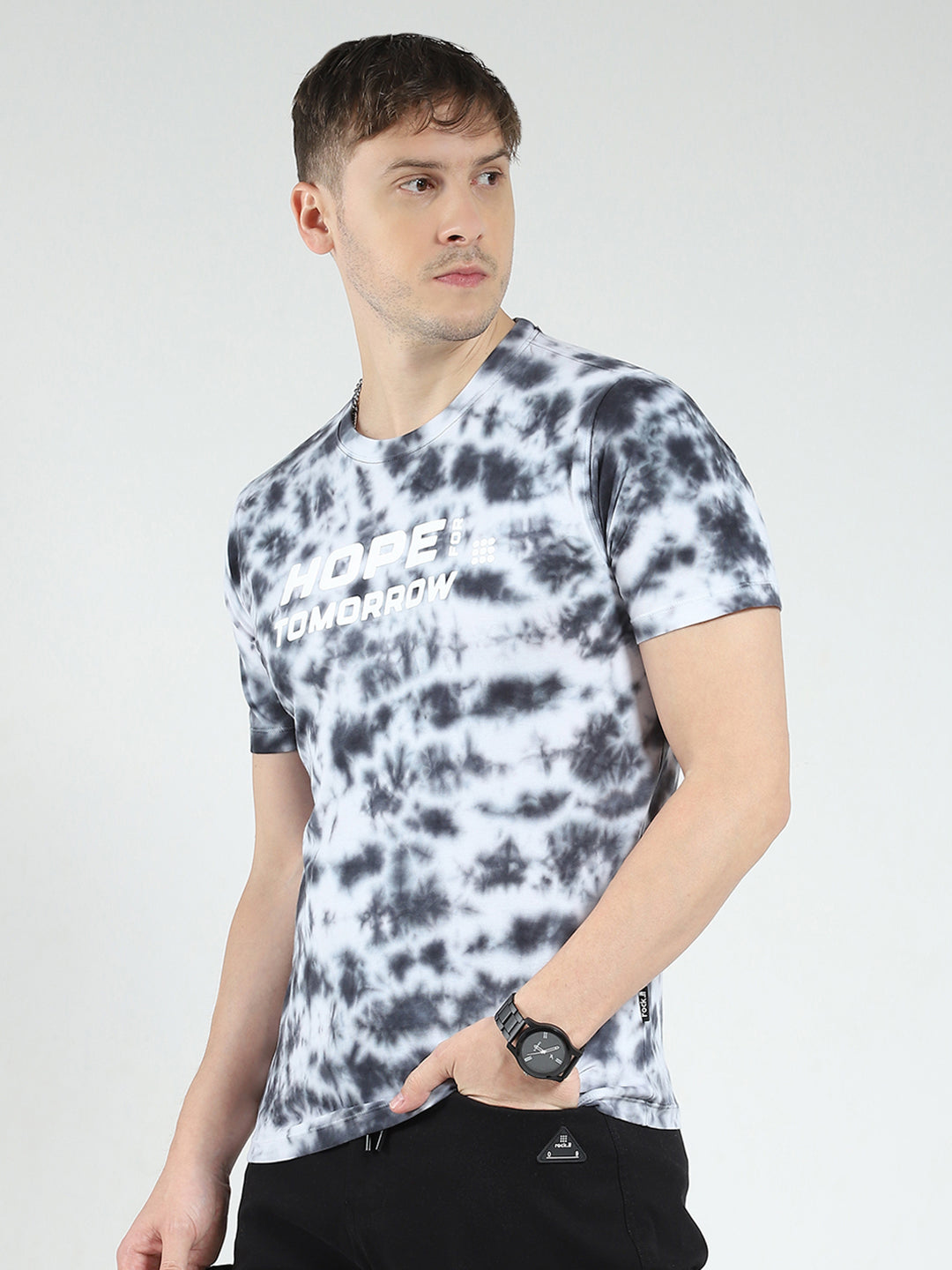 Rock.it Men Grey Printed Round Neck Half Sleeve T-Shirt