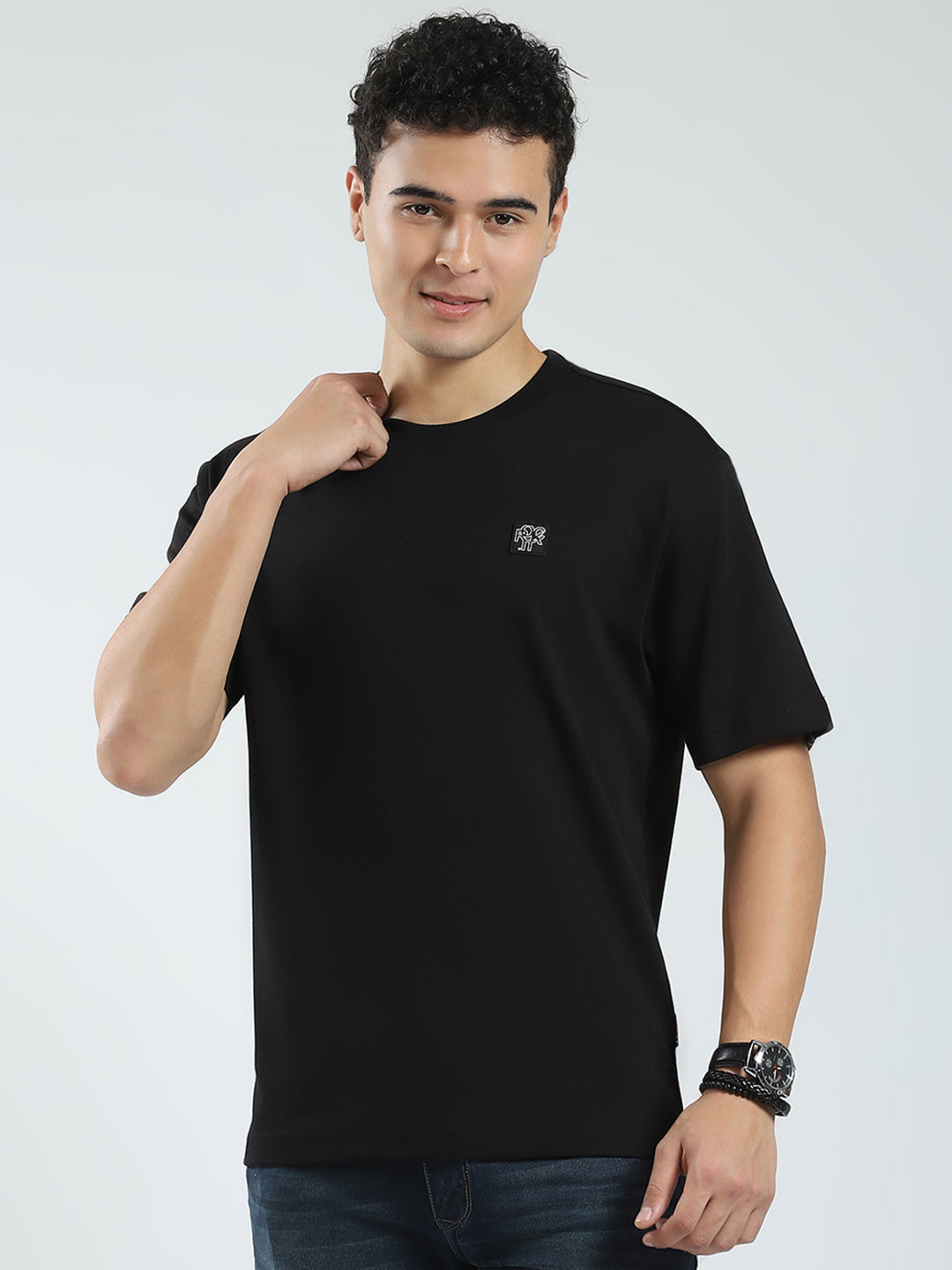 Rock.it Men Black Solid Round Neck Half Sleeve T-Shirt