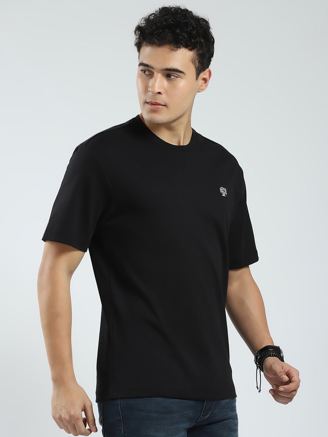 Rock.it Men Black Solid Round Neck Half Sleeve T-Shirt