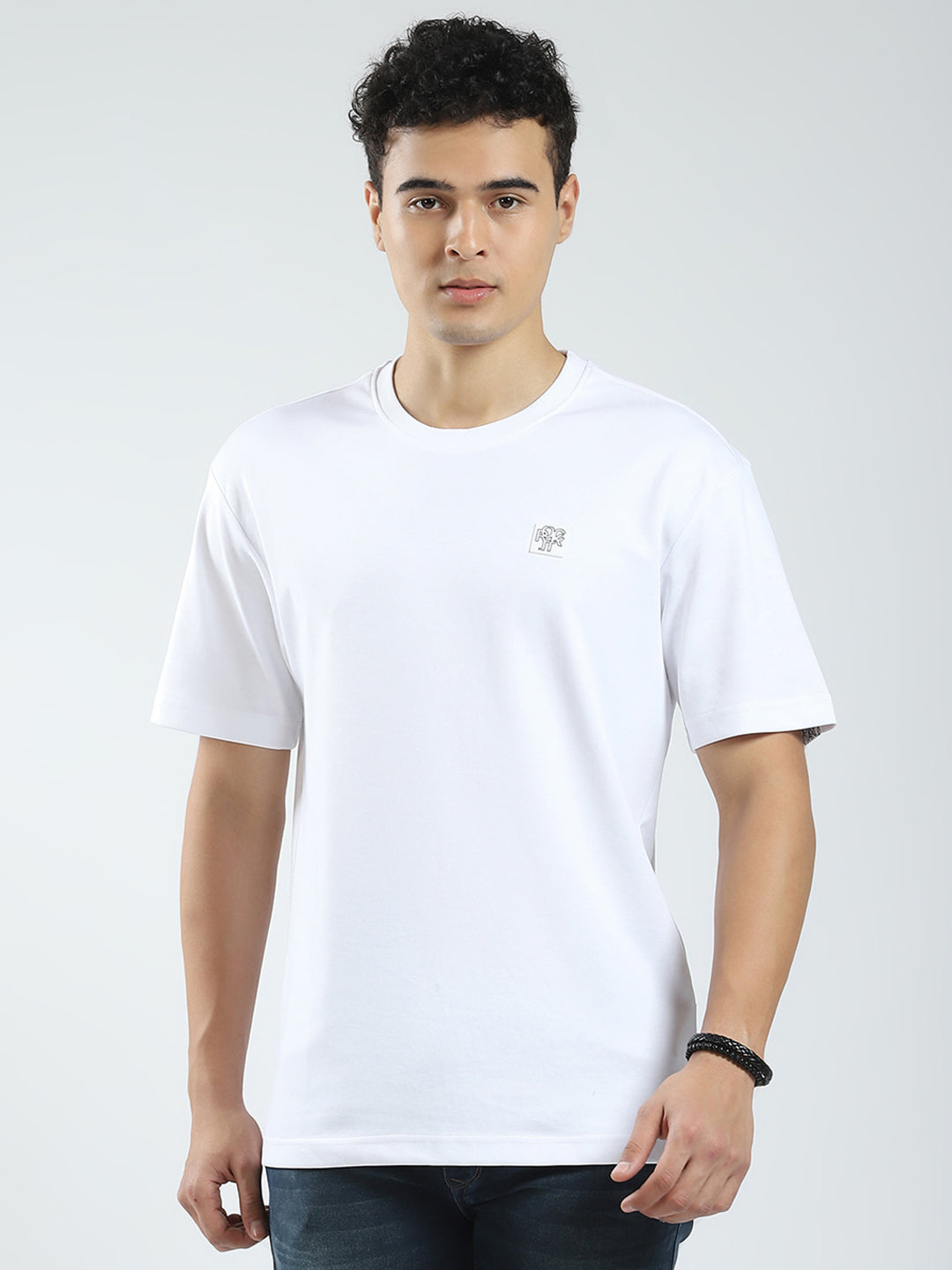 Rock.it Men White Solid Round Neck Half Sleeve T-Shirt