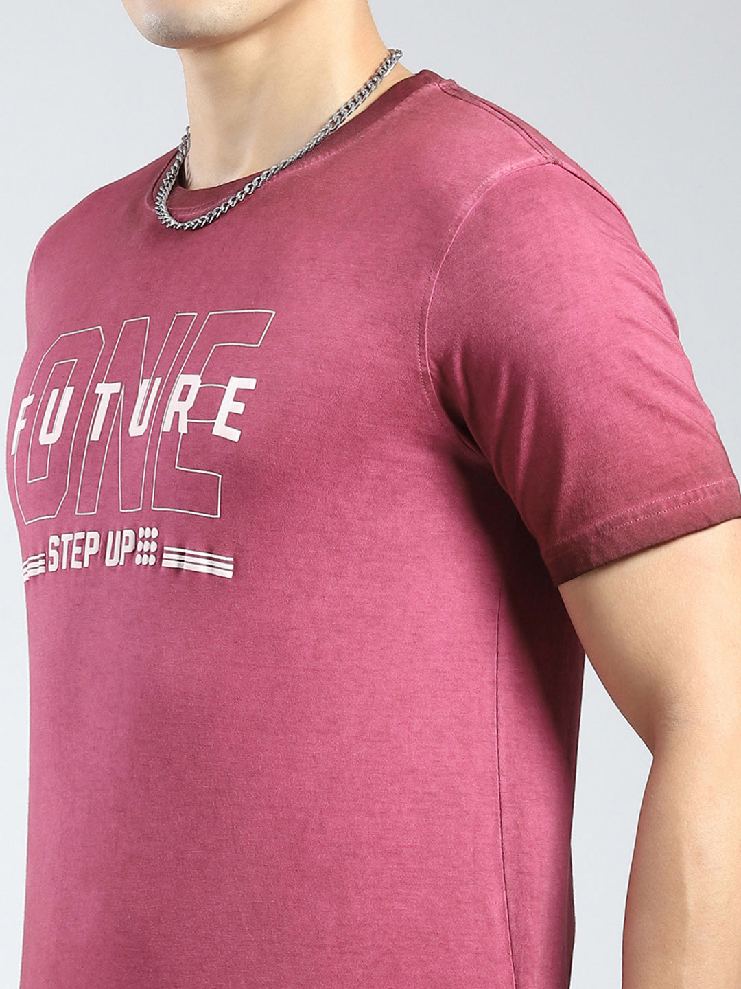 Rock.it Men Burgundy Printed Round Neck Half Sleeve T-Shirt