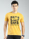 Rock.it Men Mustard Printed Round Neck Half Sleeve T-Shirt