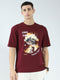 Rock.it Men Maroon Printed Round Neck Half Sleeve T-Shirt