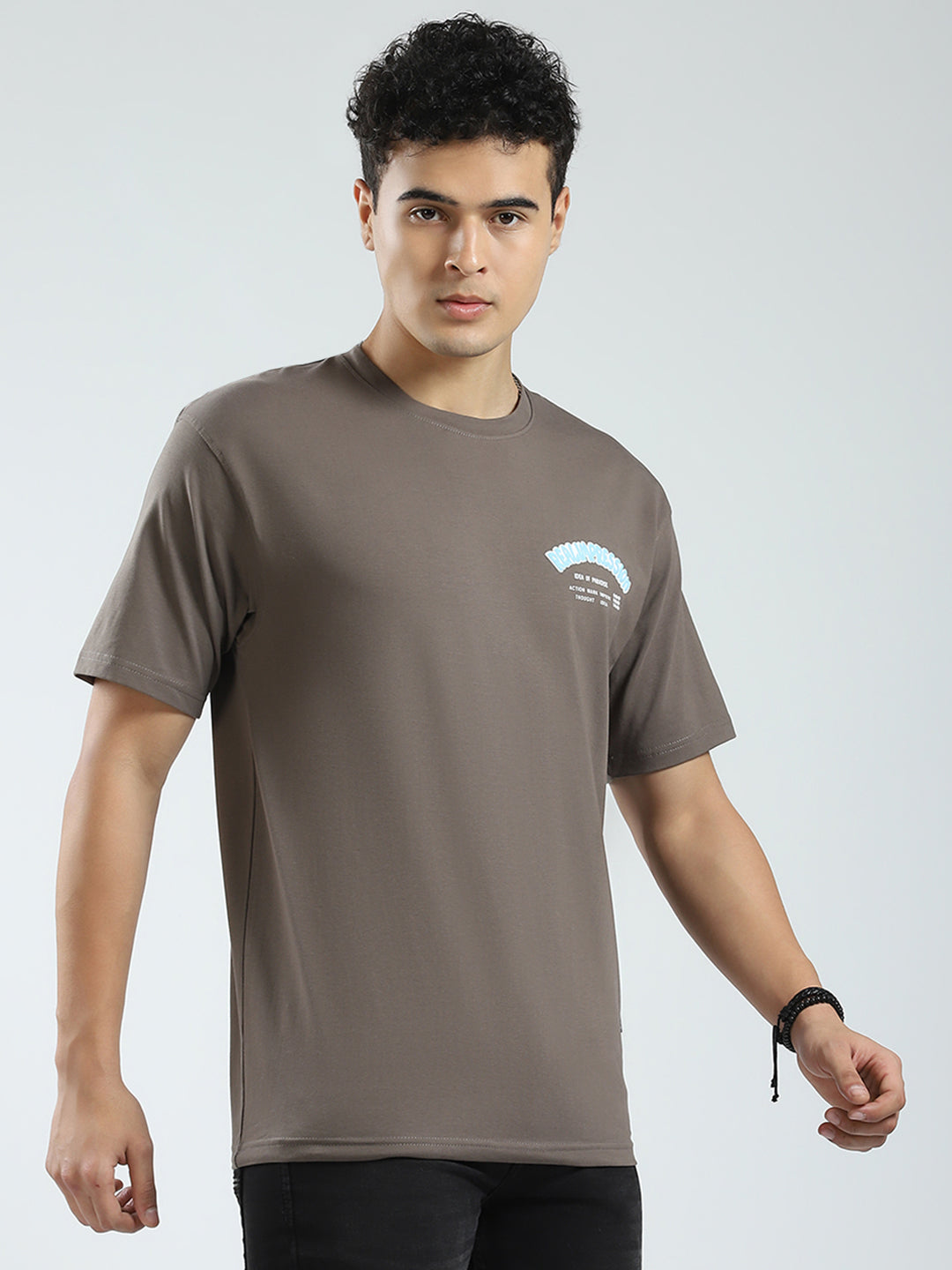 Rock.it Men Brown Printed Round Neck Half Sleeve T-Shirt