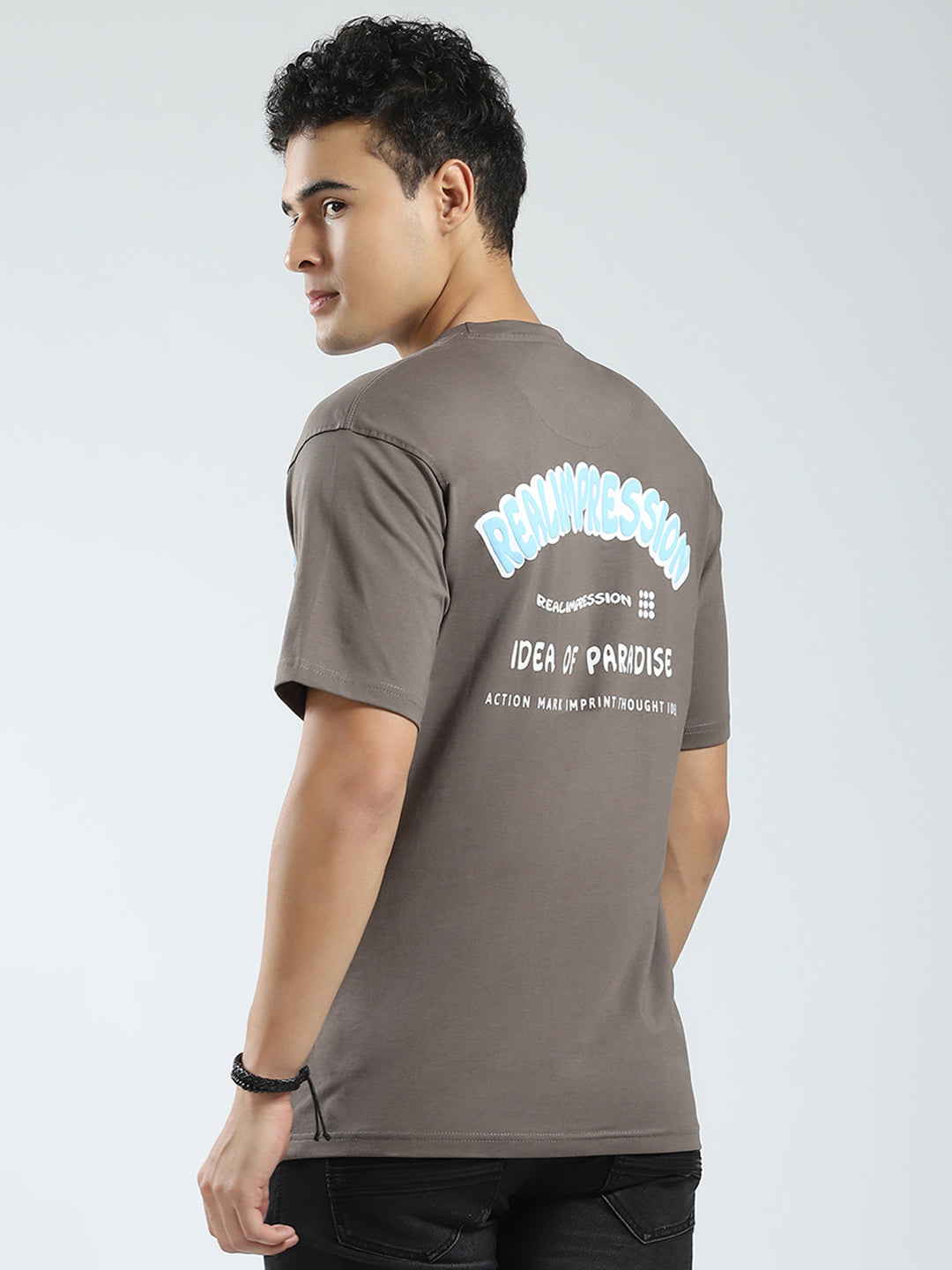 Rock.it Men Brown Printed Round Neck Half Sleeve T-Shirt