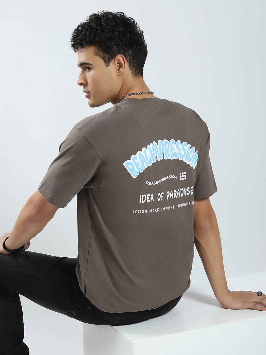 Rock.it Men Brown Printed Round Neck Half Sleeve T-Shirt