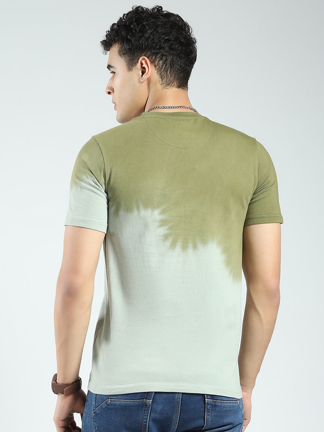 Rock.it Men Green Printed Round Neck Half Sleeve T-Shirt
