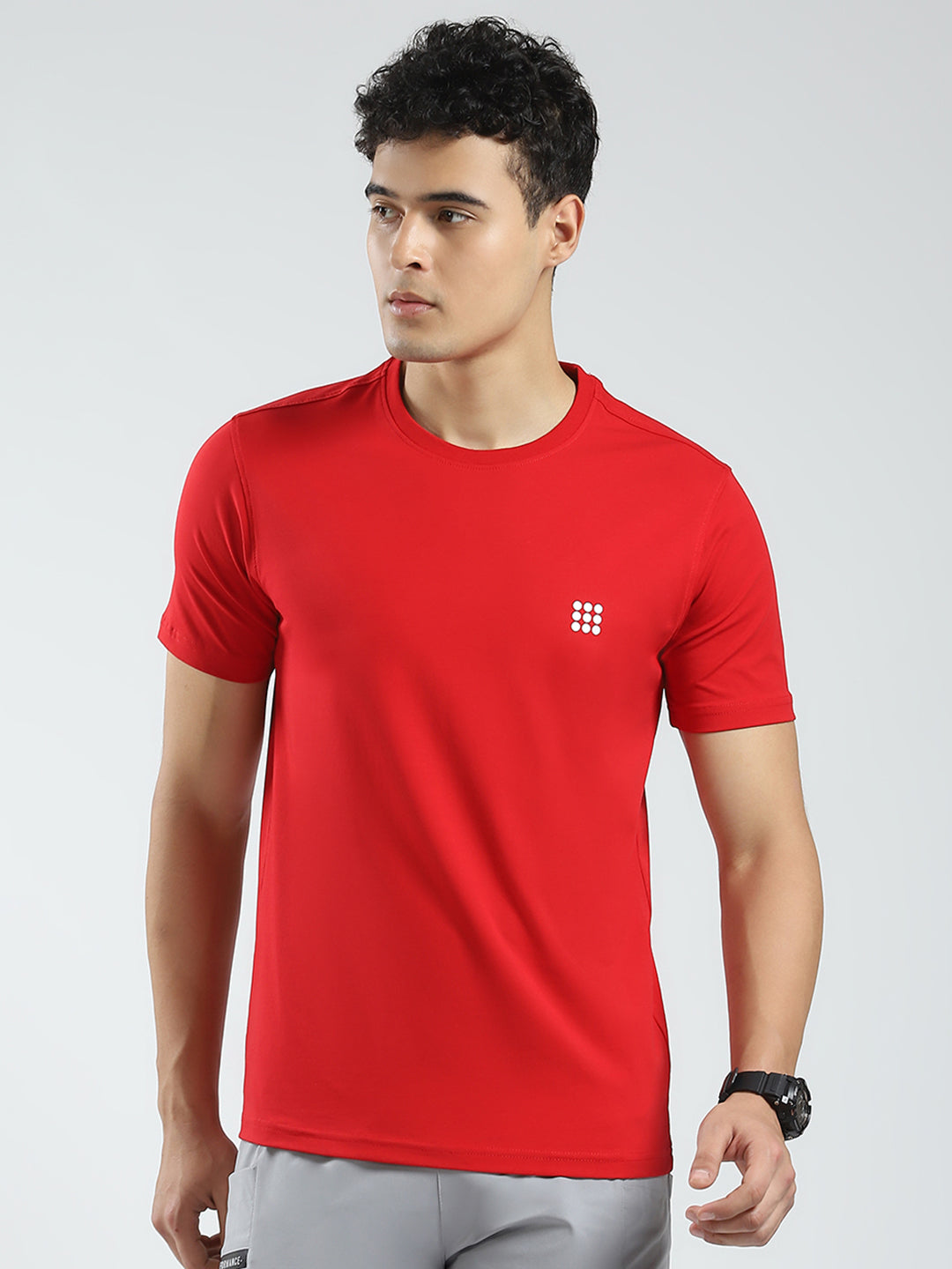 Rock.it Men Red Solid Round Neck Half Sleeve T-Shirt