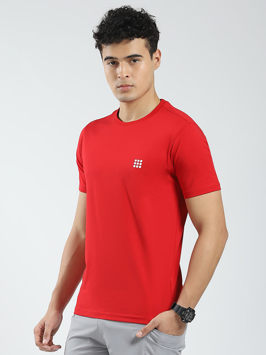 Rock.it Men Red Solid Round Neck Half Sleeve T-Shirt