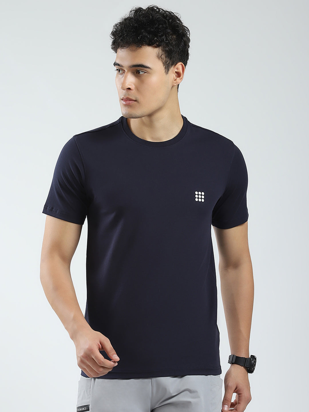 Rock.it Men Navy Blue Solid Round Neck Half Sleeve T-Shirt