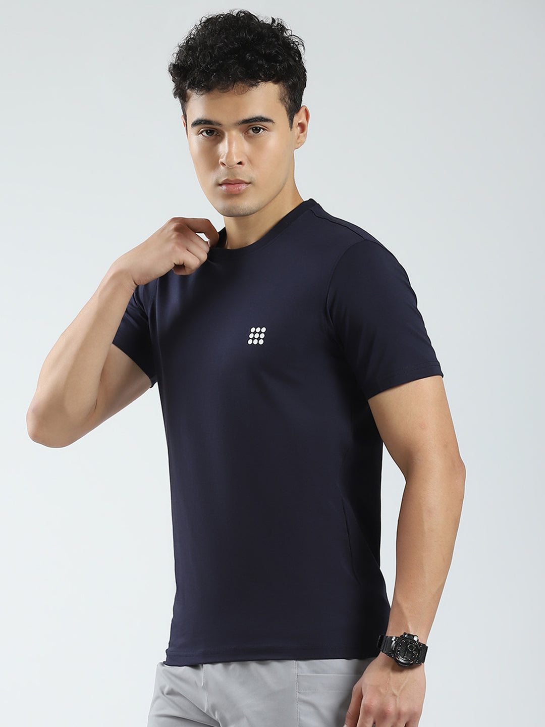 Rock.it Men Navy Blue Solid Round Neck Half Sleeve T-Shirt