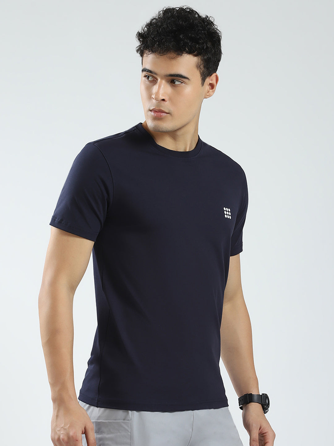 Rock.it Men Navy Blue Solid Round Neck Half Sleeve T-Shirt