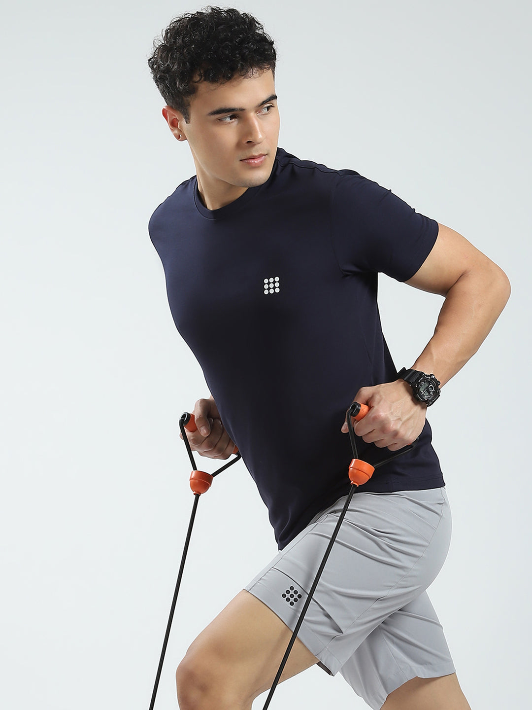 Rock.it Men Navy Blue Solid Round Neck Half Sleeve T-Shirt
