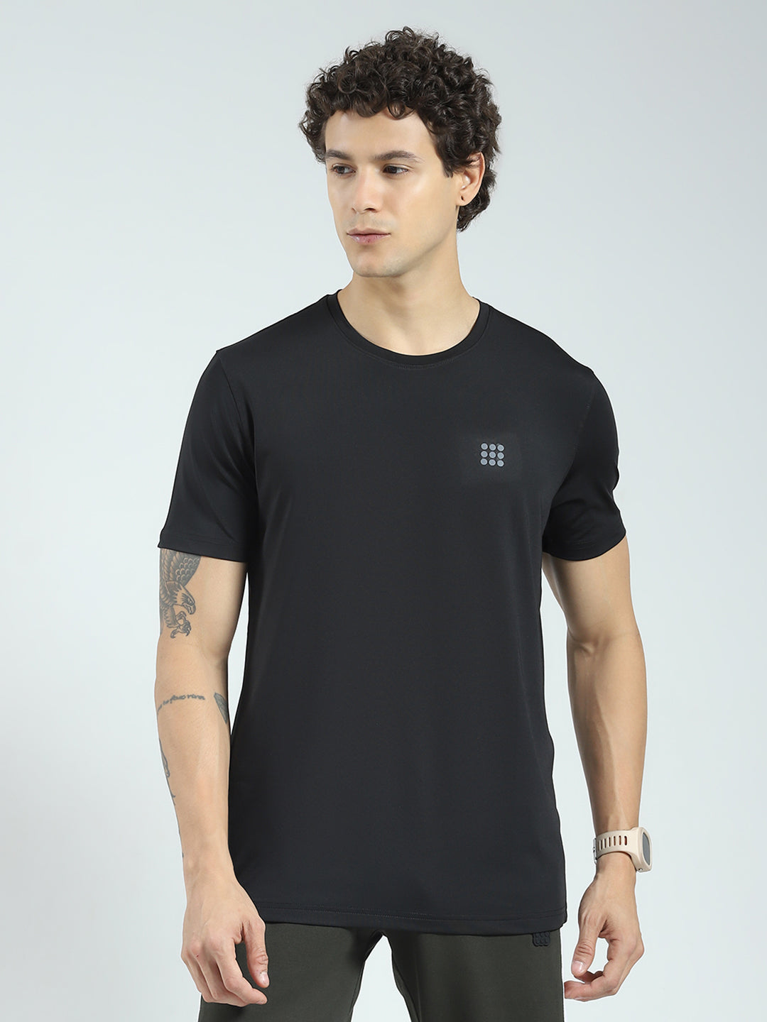Rock.it Men Black Solid Round Neck Half Sleeve T-Shirt
