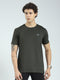 Rock.it Men Olive Solid Round Neck Half Sleeve T-Shirt