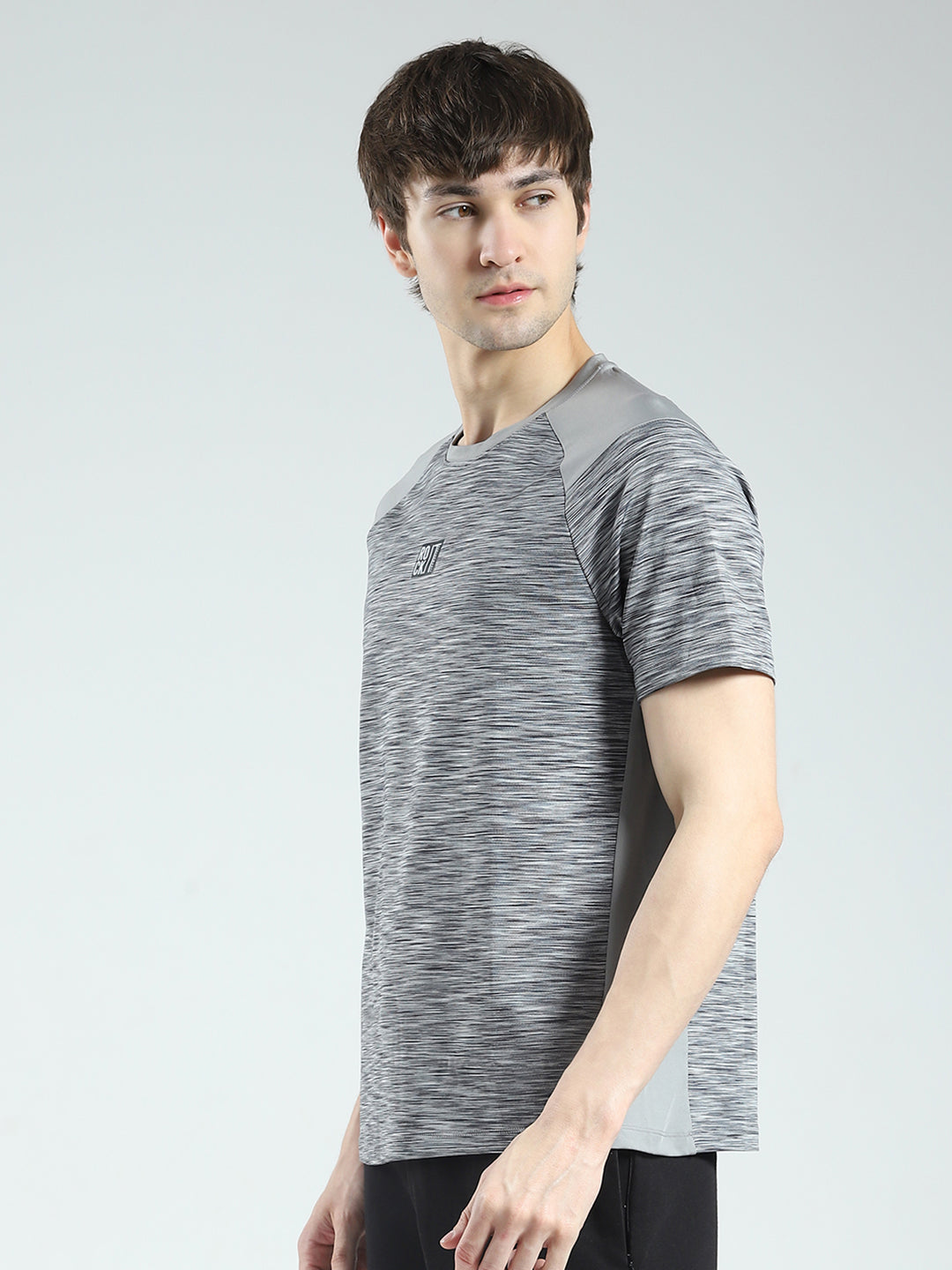 Rock.it Men Grey Solid Round Neck Half Sleeve T-Shirt
