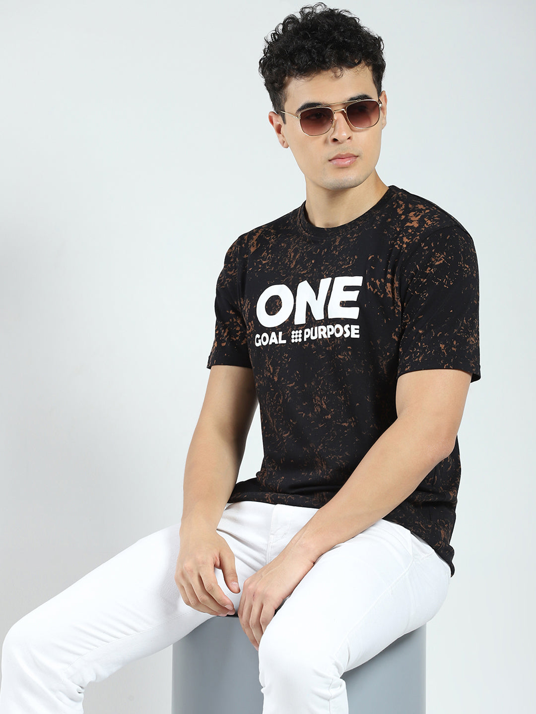 Rock.it Men Black Printed Round Neck Half Sleeve T-Shirt