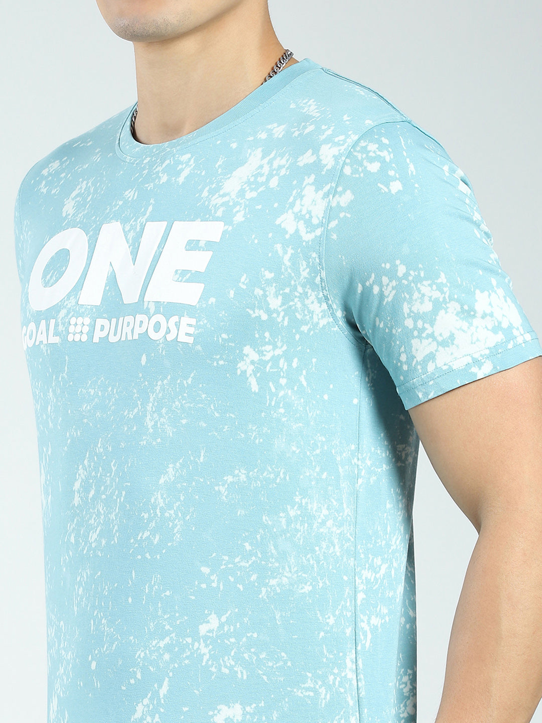 Rock.it Men Blue Printed Round Neck Half Sleeve T-Shirt