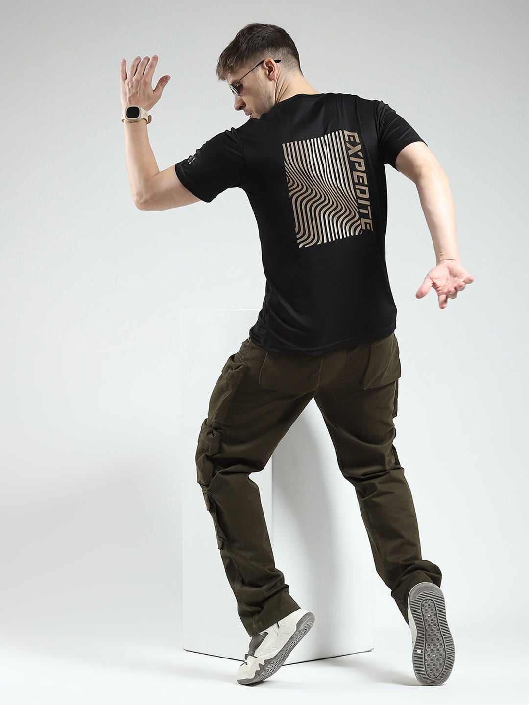Rock.it Men Black Printed Round Neck Half Sleeve T-Shirt