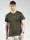 Rock.it Men Olive Printed Round Neck Half Sleeve T-Shirt