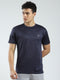 Rock.it Men Navy Blue Solid Round Neck Half Sleeve T-Shirt