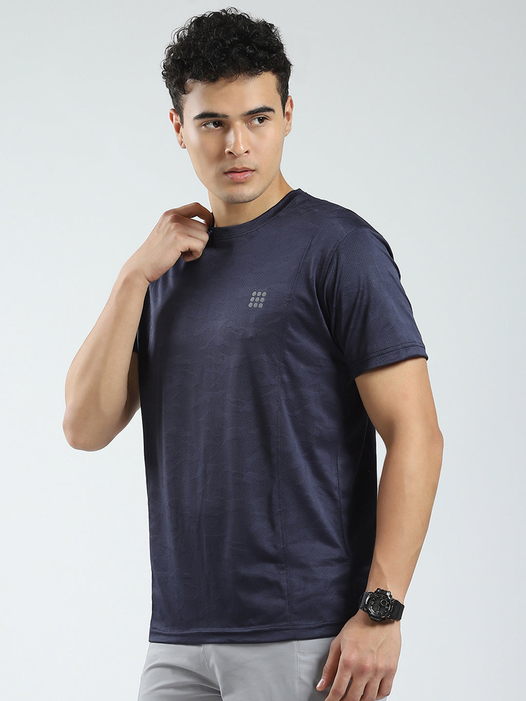 Rock.it Men Navy Blue Solid Round Neck Half Sleeve T-Shirt