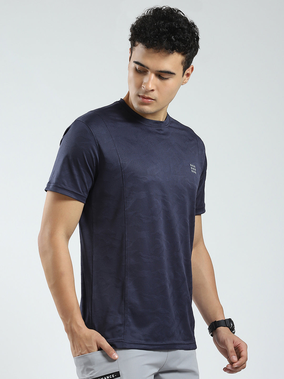 Rock.it Men Navy Blue Solid Round Neck Half Sleeve T-Shirt