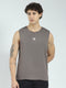 Rock.it Men Grey Solid Round Neck Sleeveless T-Shirt