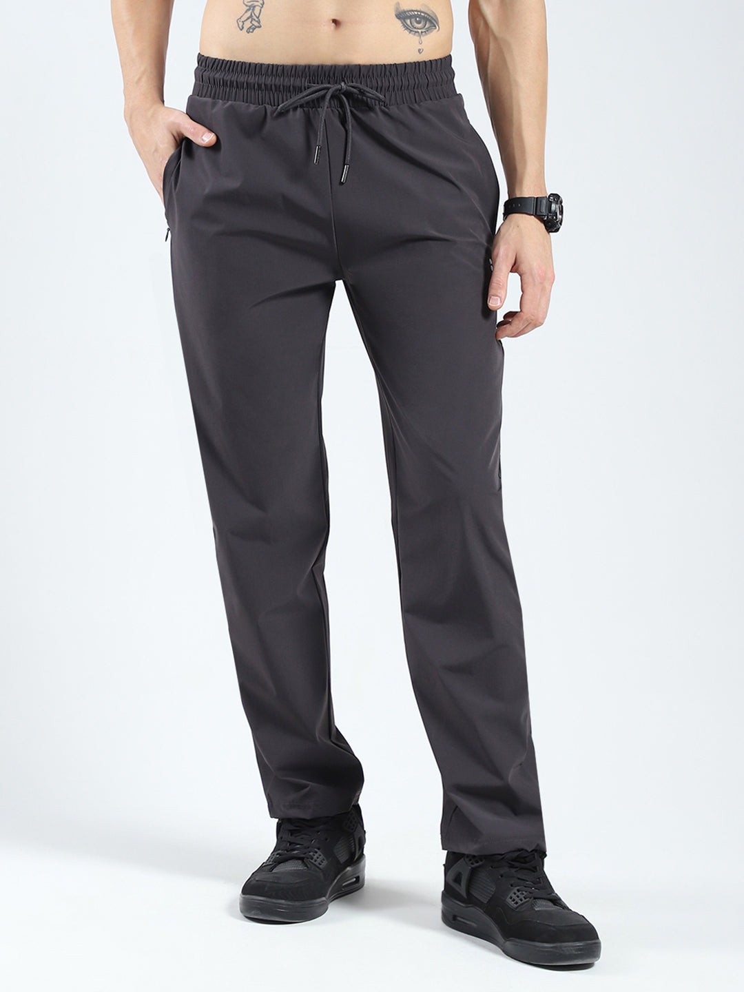 Rock.it Men Grey Solid Regular Fit Lower