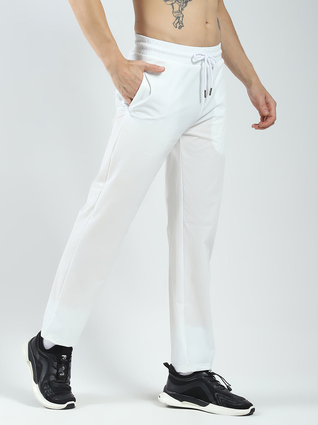 Rock.it Men White Solid Regular Fit Lower